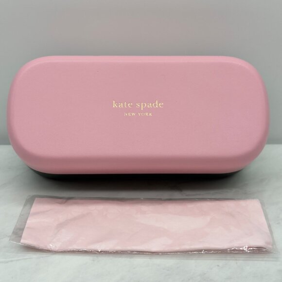 Kate Spade Pink Green X Large Authentic Sunglasses Eyeglasses Case w/ Cloth - Picture 1 of 6